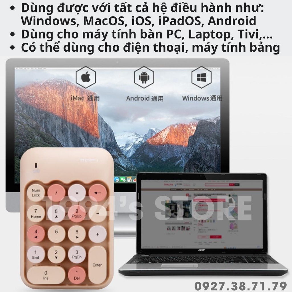 (CÓ SẴN) Bàn phím số numlock không dây MOFii X910 - Bàn phím số MoFii - Tặng kèm PIN - Numpad không dây | BigBuy360 - bigbuy360.vn