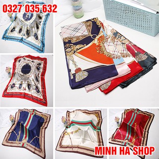 Khăn Bandana Quấn Đầu, Buộc Tóc, Đeo Tay, Buộc Túi Họa Tiết Thời Thượng Cho Nữ - Khăn Lụa Satin 90x90 cm MỚI