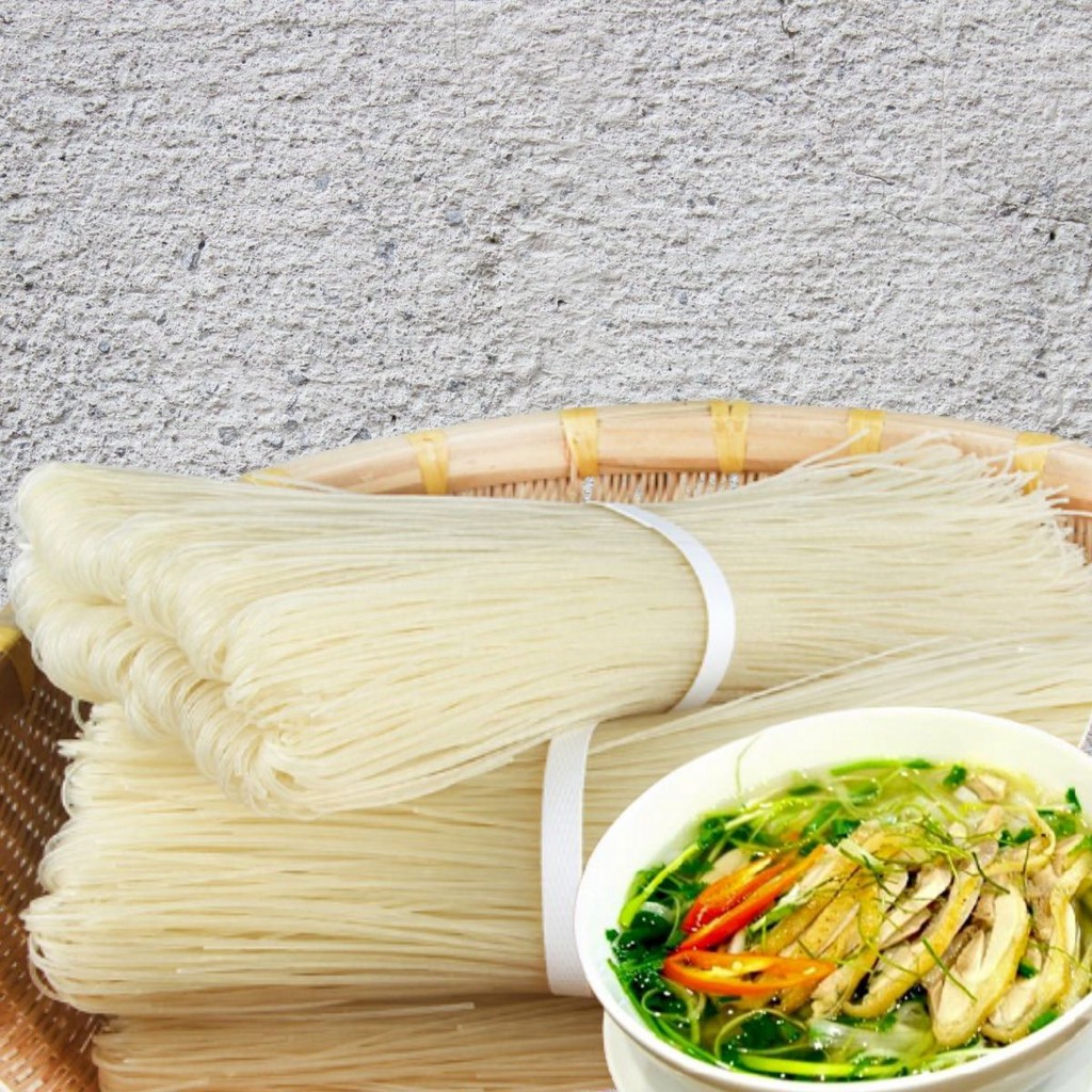 Bún phở khô từ gạo Nam Định,hủ tiếu dai, mềm mịn,thuận tiện cho món phở sáng Hà Nội 500g,1kg.