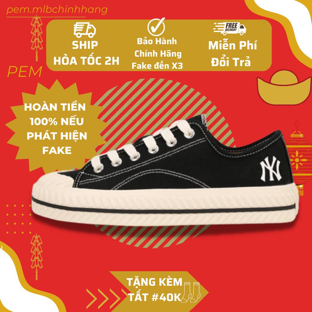 Giày  MLB Playball NY đen original giá rẻ chính hãng, giá tốt độn đế 4cm