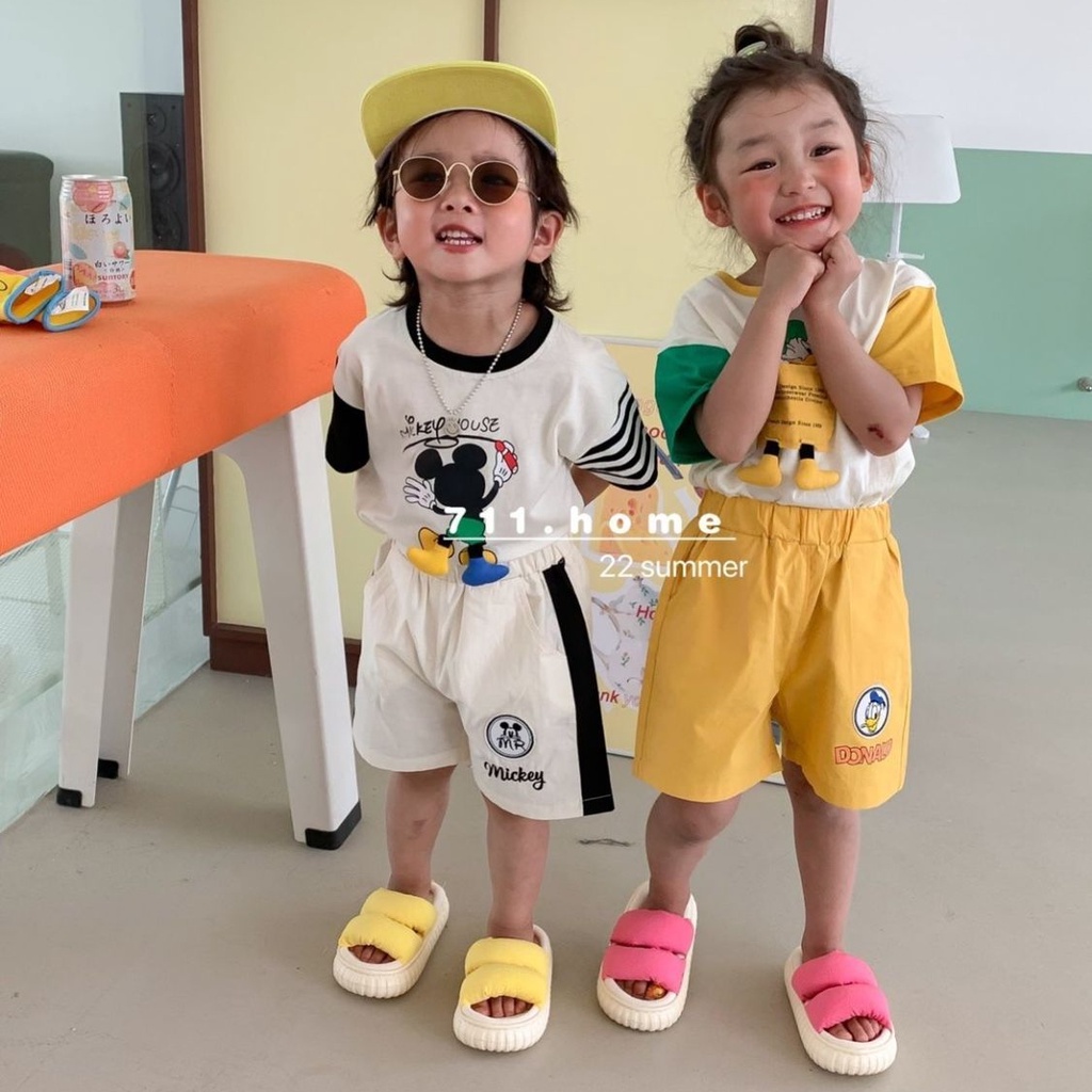 Áo Thun Ngắn Tay Họa Tiết Hoạt Hình Thời Trang Mùa Hè Hàn Quốc Cho Trẻ Em