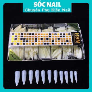 Móng úp hsm nhám sẵn chuẩn phom nhọn hộp 500 móng đủ size