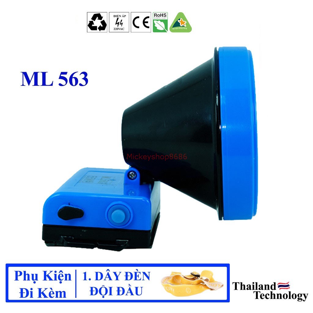 Đèn pin đội đầu bóng led cao cấp chống nước kín nước siêu sáng Ánh sáng trắng hoặc vàng pin khủng Mã ML 563