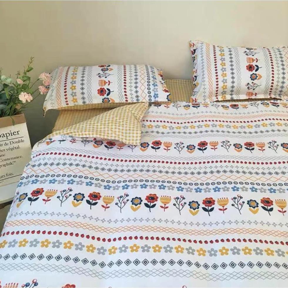 Chăn Ga Gối Cotton Poly Thổ Cẩm Vintage  Nhập Khẩu Bộ 4 Món Chăn, Ga , 2 Vỏ Gối  Chăn Ga 255