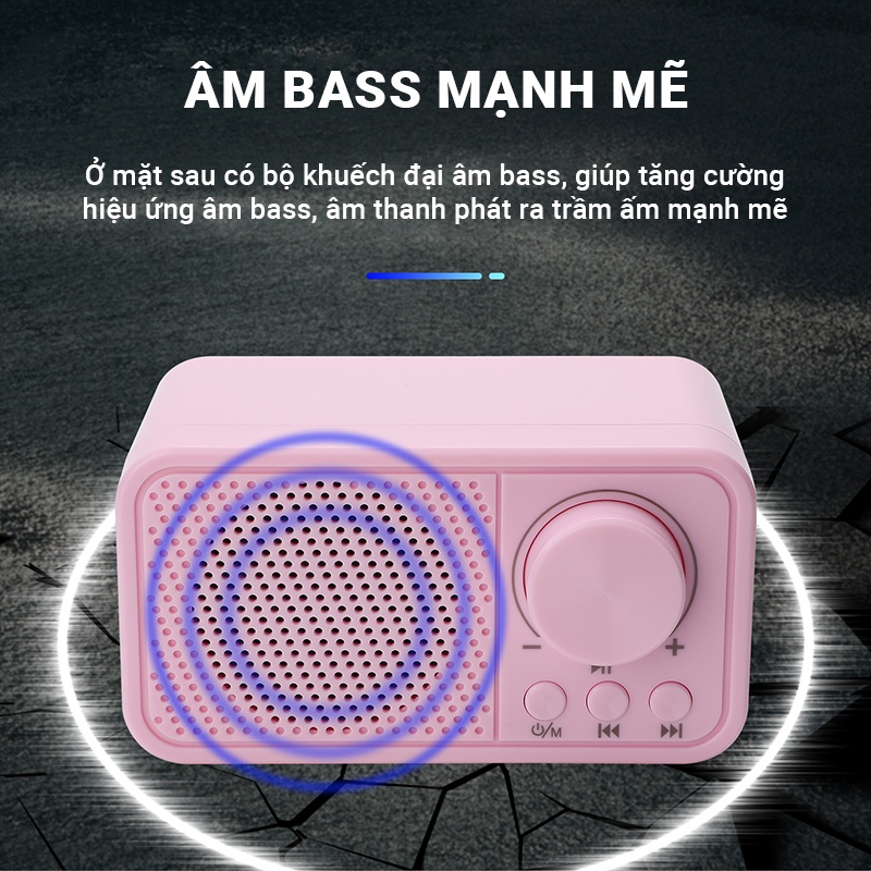 Loa bluetooth 5.2 âm bass mạnh mẽ Cát Thái T-19FM kích thước nhỏ gọn, công suất 5W, phong cách thiết kế cổ điển tinh tế