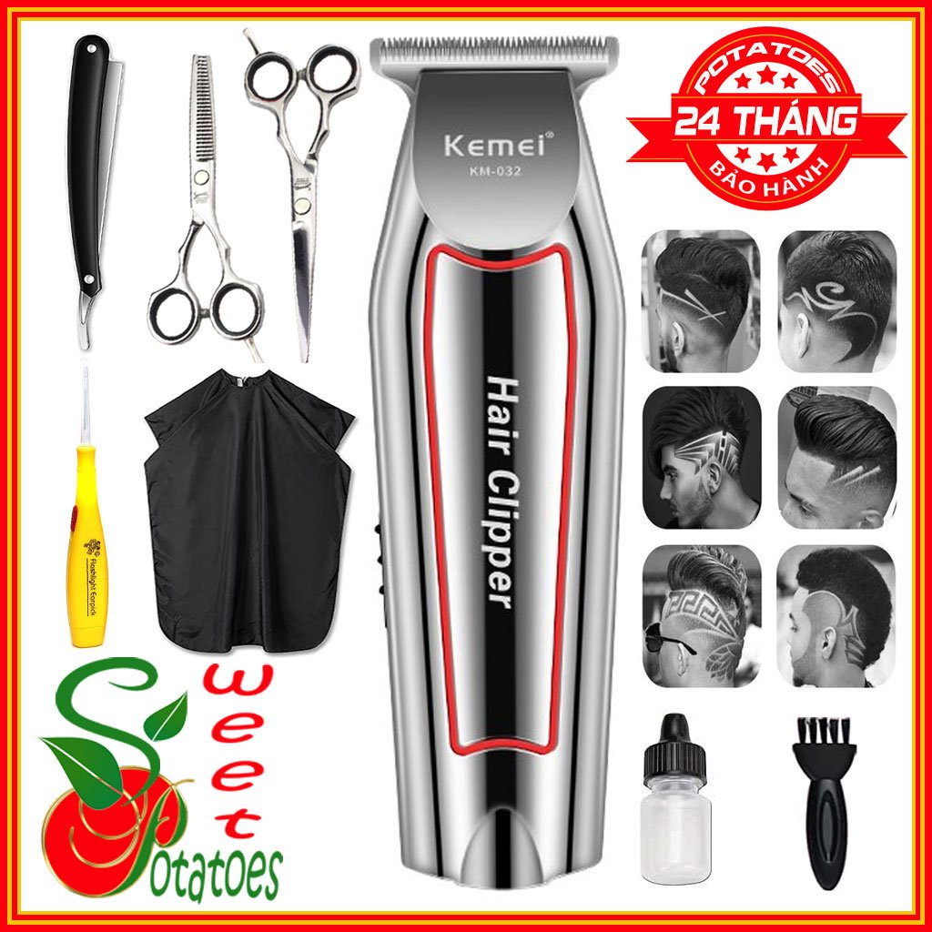 💚Qùa Tặng 4 Món💚Tông Đơ Chấn Viền Kemei KM 032-Tăng Đơ Trấn Viền Kẻ Viền Nhỏ Gọn Có Cữ (Tông Viền)