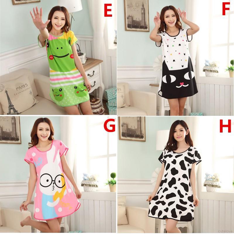 Đầm Ngủ Tay Ngắn In Hình Hoạt Hình Dễ Thương | BigBuy360 - bigbuy360.vn