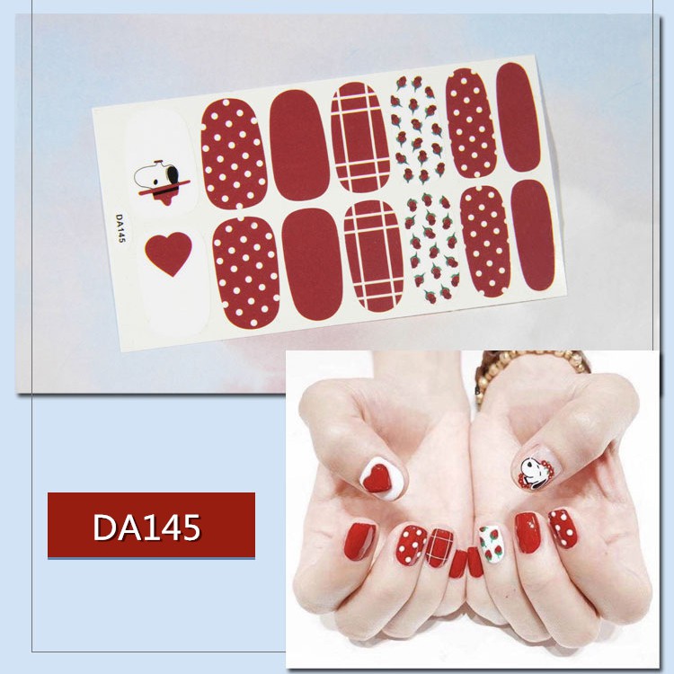Bộ nail sticker 14 miếng dán móng tay trang trí 3D DA141-DA160 xinh xắn chống thấm nước