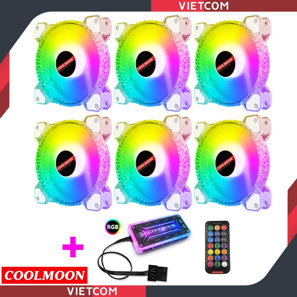 [ 10 MẪU - 50 COMBO ] Fan Led RGB Coolmoon + Bộ Hub Coolmoon & Remote - LED RGB 16 Triệu Màu, 366 Hiệu Ứng