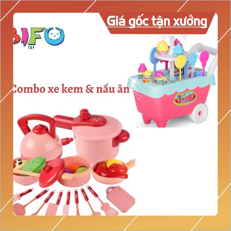 [Giá rẻ] Combo đầu bếp tí hon đồ chơi nấu ăn xe đẩy siêu thị bánh kem cho bé thỏa sức vui chơi