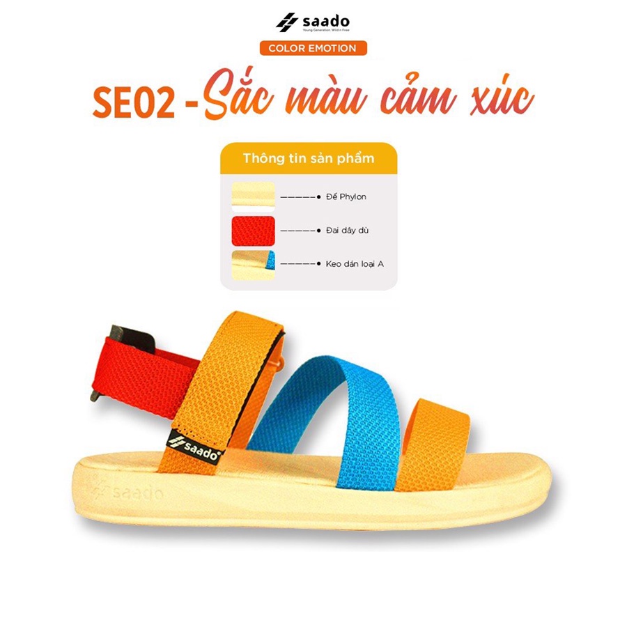 Sandal Saado nữ chính hãng quai chéo SE02 màu vàng, Dép quai hậu đế bằng thương hiệu Mỹ siêu nhẹ bền