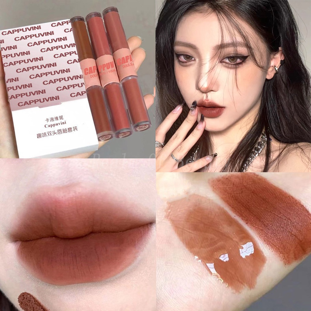 Son Cappuvini® 2 Đầu Son Bóng Căng Mọng Son Kem Lì Mềm Mịn