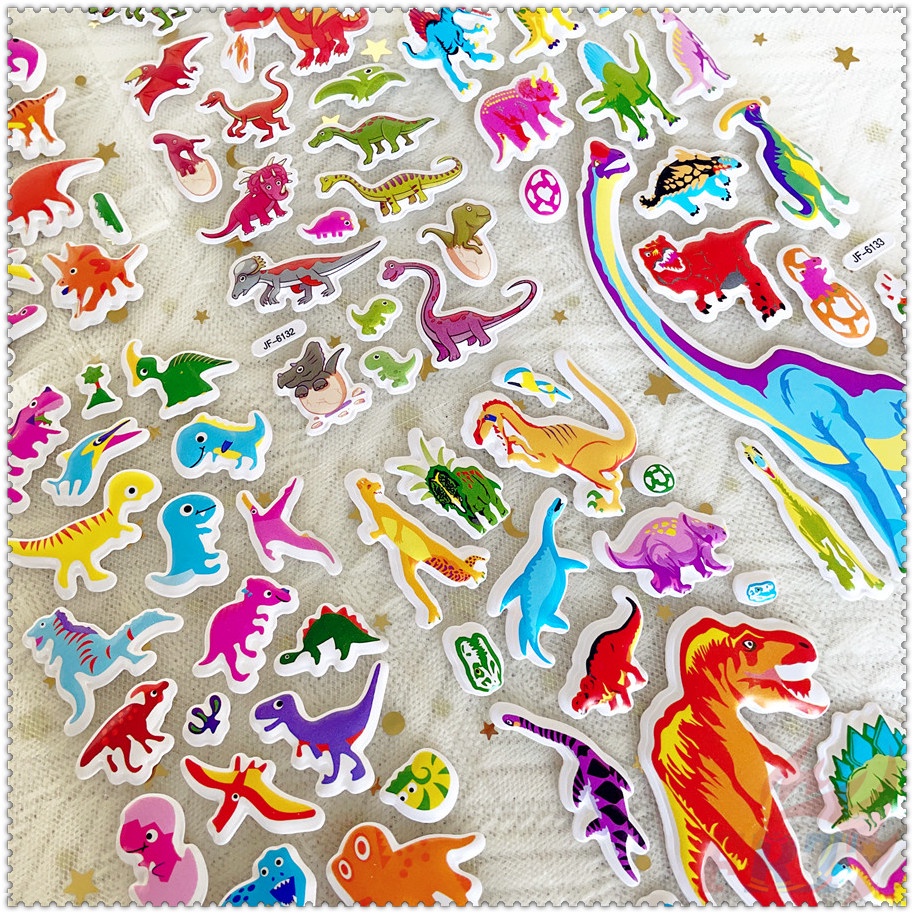❀ Sticker Dán Trang Trí Hình Khủng Long Hoạt Hình Q-1 DIY ❀ 1 Miếng Dán Bong Bóng 3D Bằng PVC Chống Nước