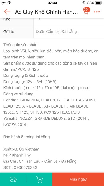 Ắc quy Honda lead 125 chính hãng /bình điện Honda lead GS