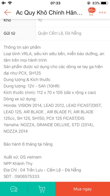 Ắc quy Honda lead 125 chính hãng /bình điện Honda lead GS