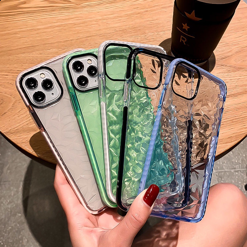 Ốp Điện Thoại Silicon Trong Suốt Vân Kim Cương Chống Sốc Cho IPhone 13 12 11 Pro Max / X / XR / Xs Max 7 8 Plus