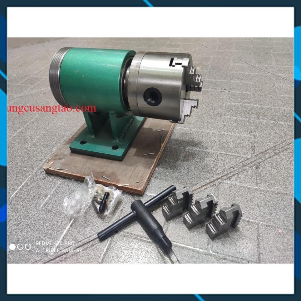 Ụ trục xoay, ụ mâm cập + mâm 3 chấu phi 80mm k11-80 chế máy tiện mini cao cấp