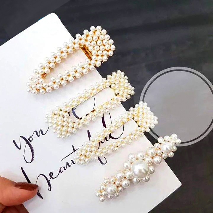 Set 4 Kẹp Tóc Ngọc Trai Nhân Tạo Siêu Sang Chảnh Cho Các Nàng Điệu - phụ kiện làm tóc dạ tiệc cô dâu
