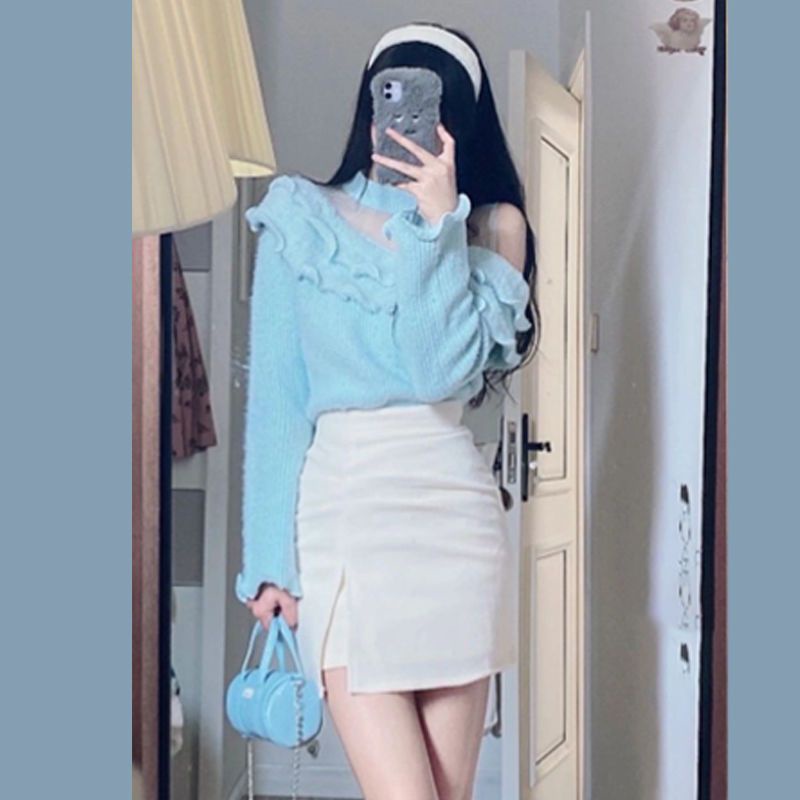 Áo Len Cao Cấp Phối Bèo Nhún Thiết Kế Mới Thời Trang Dành Cho Mùa Xuân