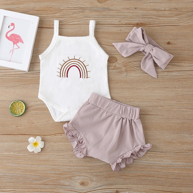 Bộ Trang Phục 3 Món Gồm Áo Liền Quần Và Quần Ngắn Baju Budak Perempuan Kanak Perempuan Thời Trang Mùa Hè Cho Bé Gái 0-18 Tháng Tuổi
