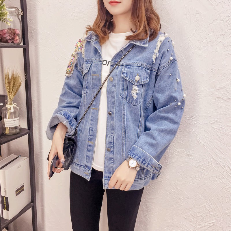 Áo Khoác Denim Dáng Rộng Size Lớn Thời Trang Mùa Xuân Hàn Quốc