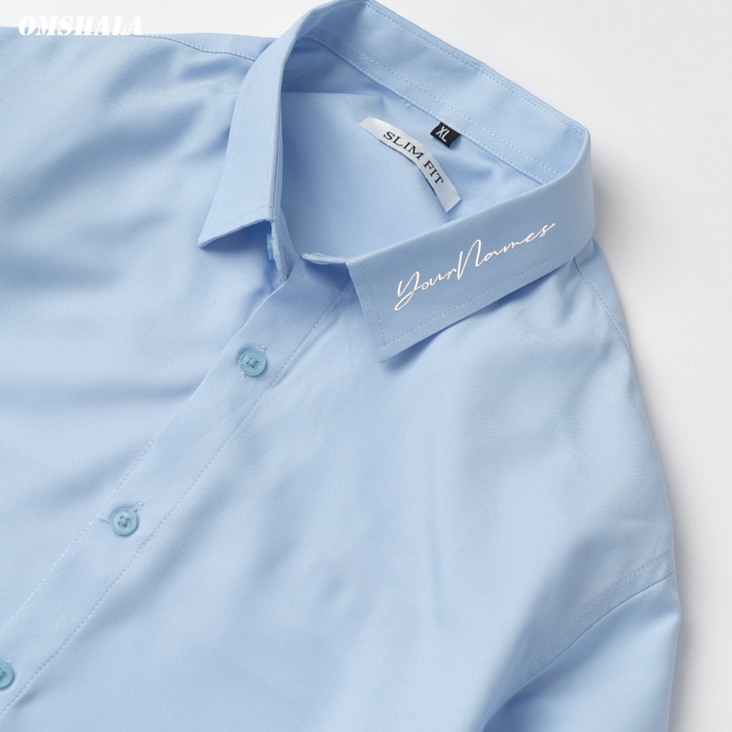 Áo SOMI thêu tên dáng Slim-Fit vải Cotton mền mại, chuẩn Form trẻ trung, thanh lịch - OMSHALA
