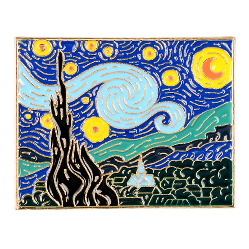 Ghim Cài Áo Hình Tranh Sơn Dầu Van Gogh Sáng Tạo