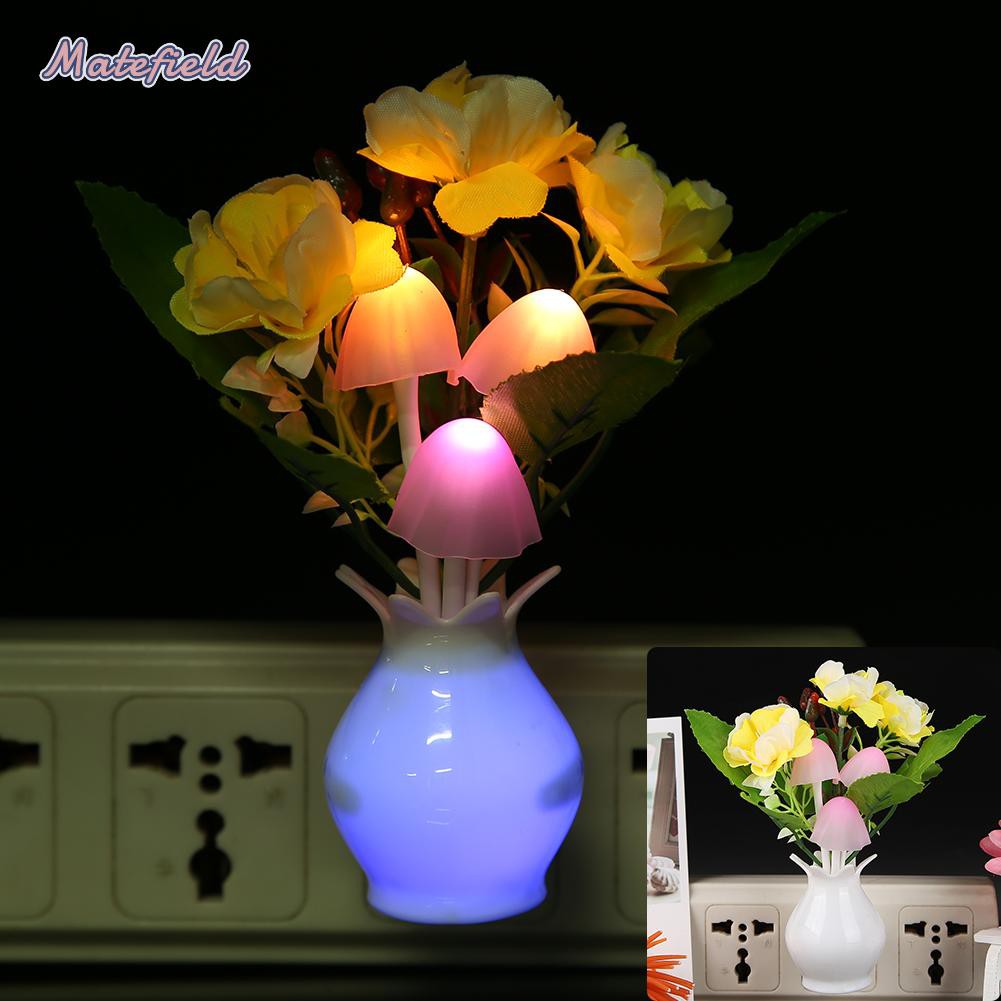 US Plug-in LED Night Lamp Flower Shape Colorful Lighting Sensor for Bedroom