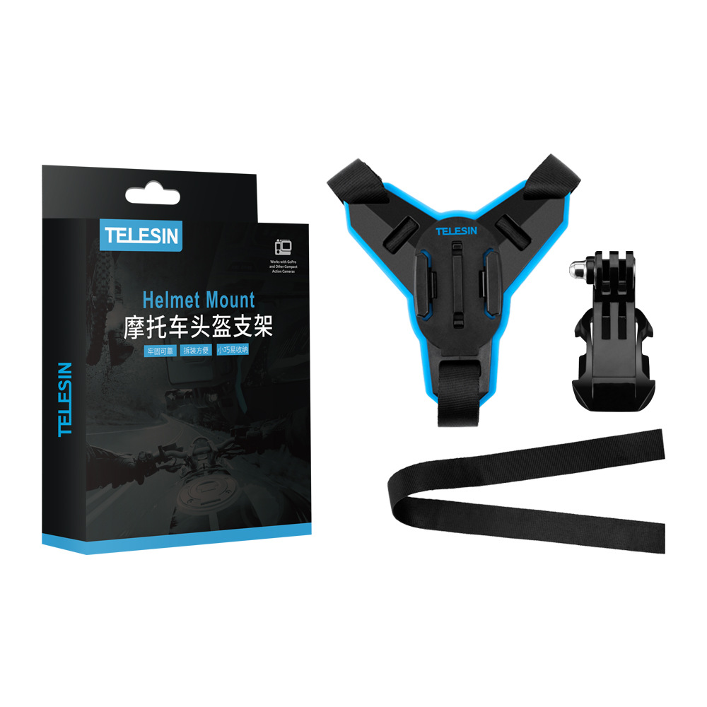 Mount Gắn Cằm Cho GoPro Telesin - Bộ Gắn Cằm Lên Mũ Fullface  Kèm đế khóa J
