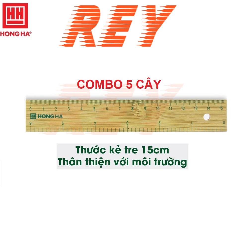 [Giao hỏa tốc] COMBO 5 cây thước gỗ tre 15cm thân thiện với môi trường Hồng Hà - MS: 3492