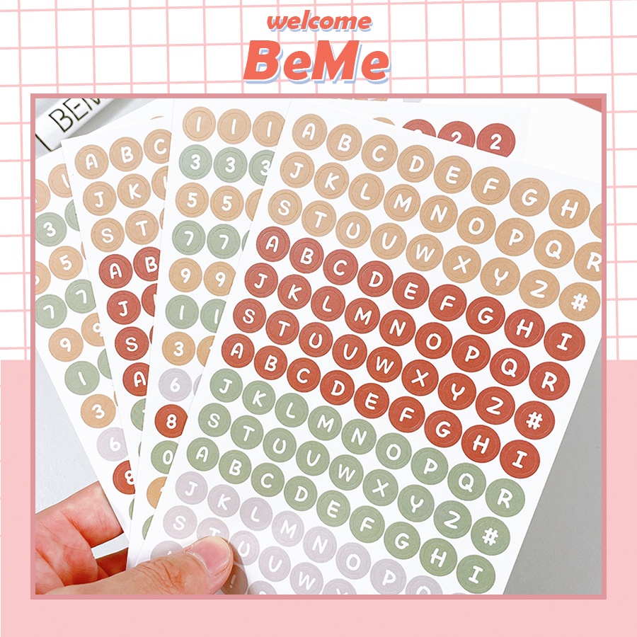 Bộ Sticker bảng chữ cái và số nhiều màu sắc trang trí sổ tay, nhật ký, card, toploader