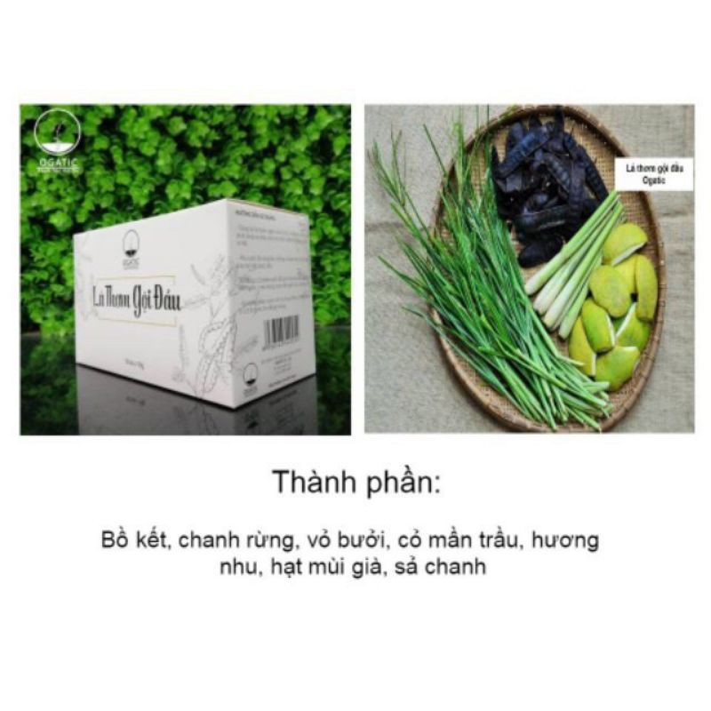 LÁ THƠM GỘI ĐẦU  OGATIC HỘP 15 GÓI - Hàng Chính Hãng  - An Toàn, Từ thảo mộc thiên Nhiên (15 gói x 7,5g)