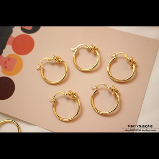 Khuyên Tai Tròn Mạ Vàng 18K Thiết Kế Thắt Nút Đơn Giản Dễ Phối Đồ