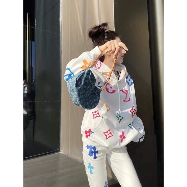 Áo hoodie mỏng cho nữ hoạ tiết chữ nhiều màu thương hiệu thời trang cao cấp Louis Vuitton LV
