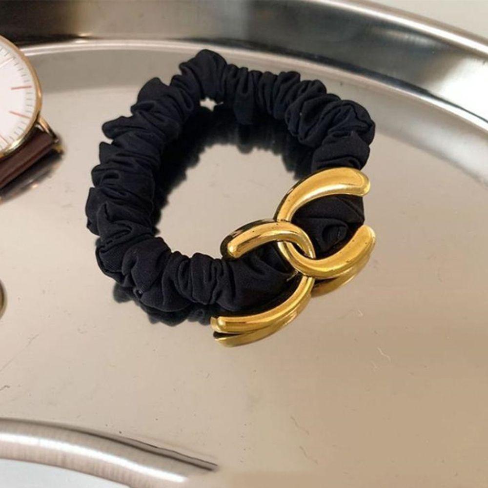 Dây Cột Tóc Hai Lớp Mặt Kim Loại Phong Cách Hàn Quốc Thanh Lịch