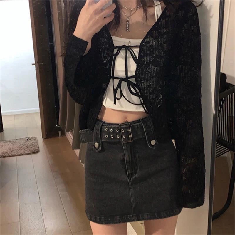 COZOK Áo Khoác Cardigan Tay Dài Màu Trơn Cột Dây Thời Trang Cho Nữ