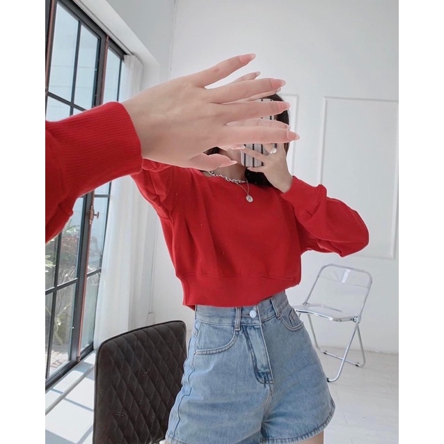 Quần short bò nữ dáng ngố lửng ống rộng chất bò trơn mềm dày sịn quần đùi bò basic cạp cao