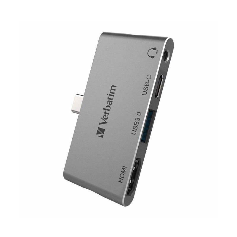 Bộ chia Verbatim TypeC ra HDMI, USB 3.0, Type C PD, 3.5 Aux ( Xám)