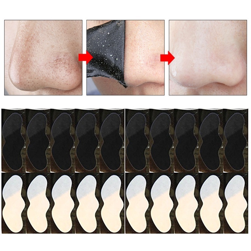 Set 10 Mặt Nạ Lột Mụn Đầu Đen Ở Mũi / Mặt Nạ Mũi Thu Nhỏ Lỗ Chân Lông Làm Sạch Sâu / Chăm Sóc
