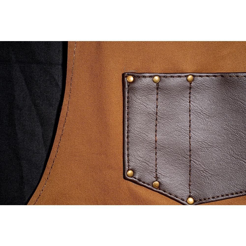 Tạp dề vải phối da đồng phục cao cấp dành cho Pha chế / Bartender / Barber / Hair salon / phục vụ ABT 02