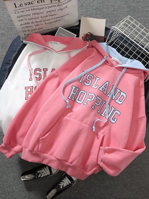 Áo hoodie nữ vải nỉ lót bông dày dặn Island | BigBuy360 - bigbuy360.vn