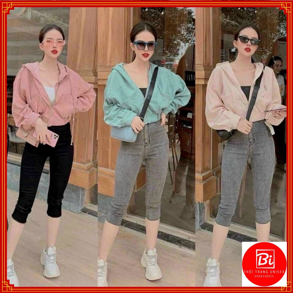 Áo Khoác Nữ Lửng Có Nón Bo Eo_Chất Nhung Tăm Dày Dặn Nhiều Màu Hot_Freesize 40-62kg_AK67