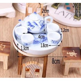 Set Ấm Trà Mini Trang Trí Nhà Búp Bê