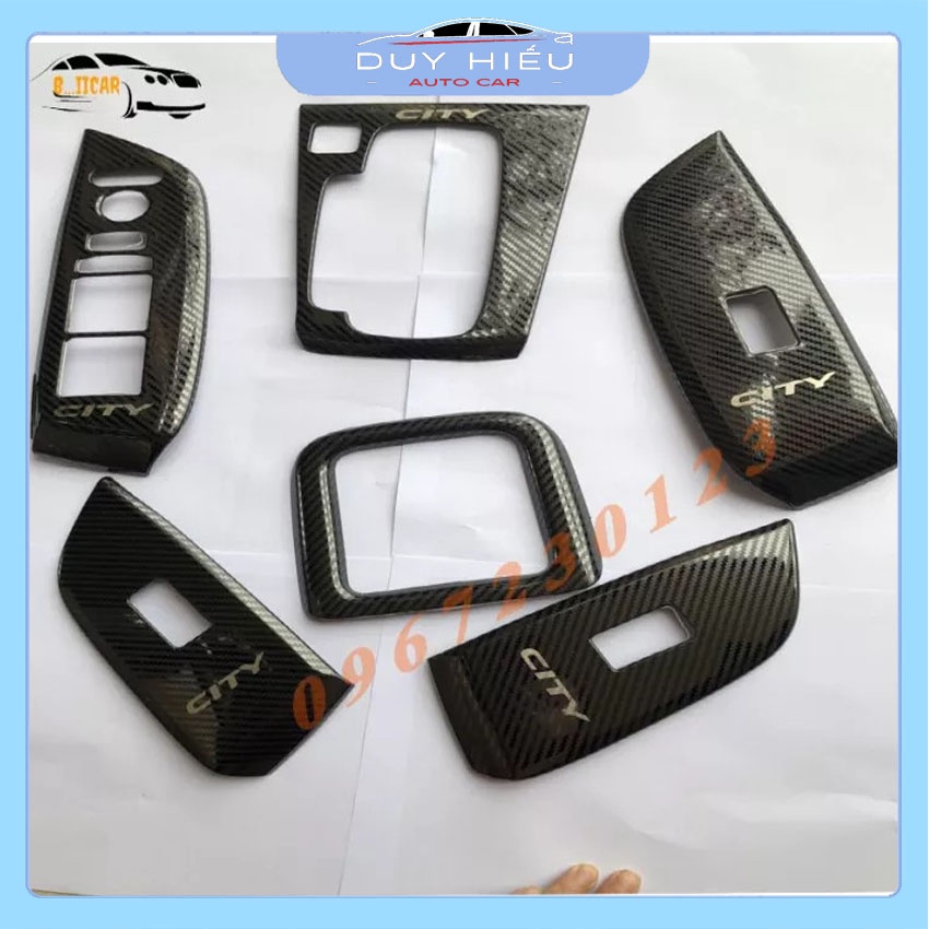 Ốp nội thất vân cacbon cho xe Honda city đời 2021-2022 bộ 5 chi tiết chuẩn form