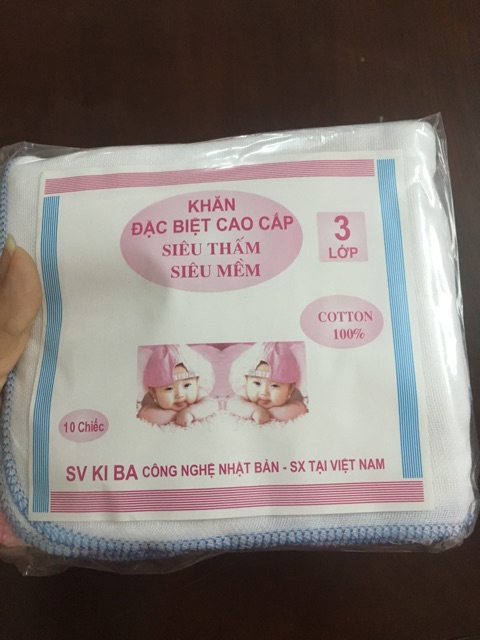 Sét 10 khăn xô, khăn sữa Kiba 2 lớp, 3 lớp, 4 lớp