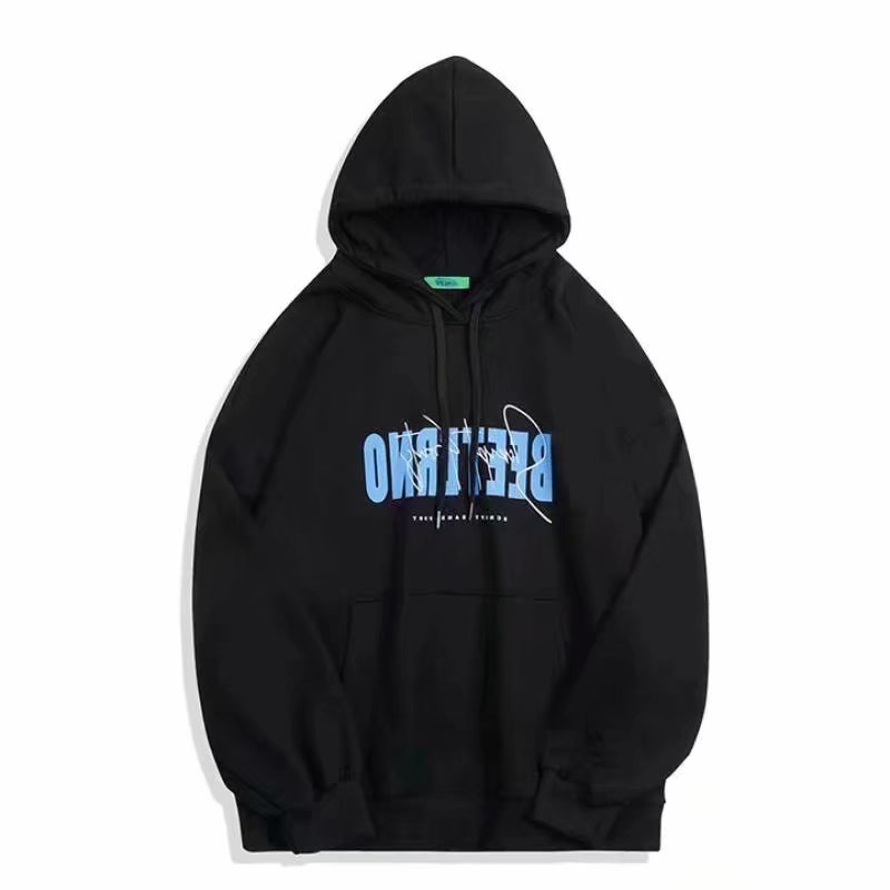 Áo hoodie dáng rộng in chữ phong cách Hàn Quốc thời trang mùa đông cho nam size M-8XL