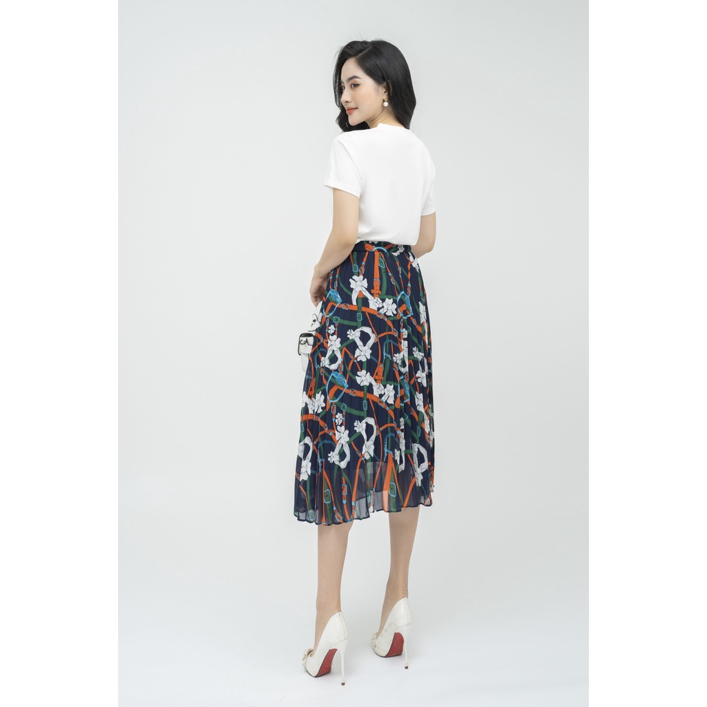 Áo cotton nữ dáng suông ngắn tay in chữ Fiona F522158