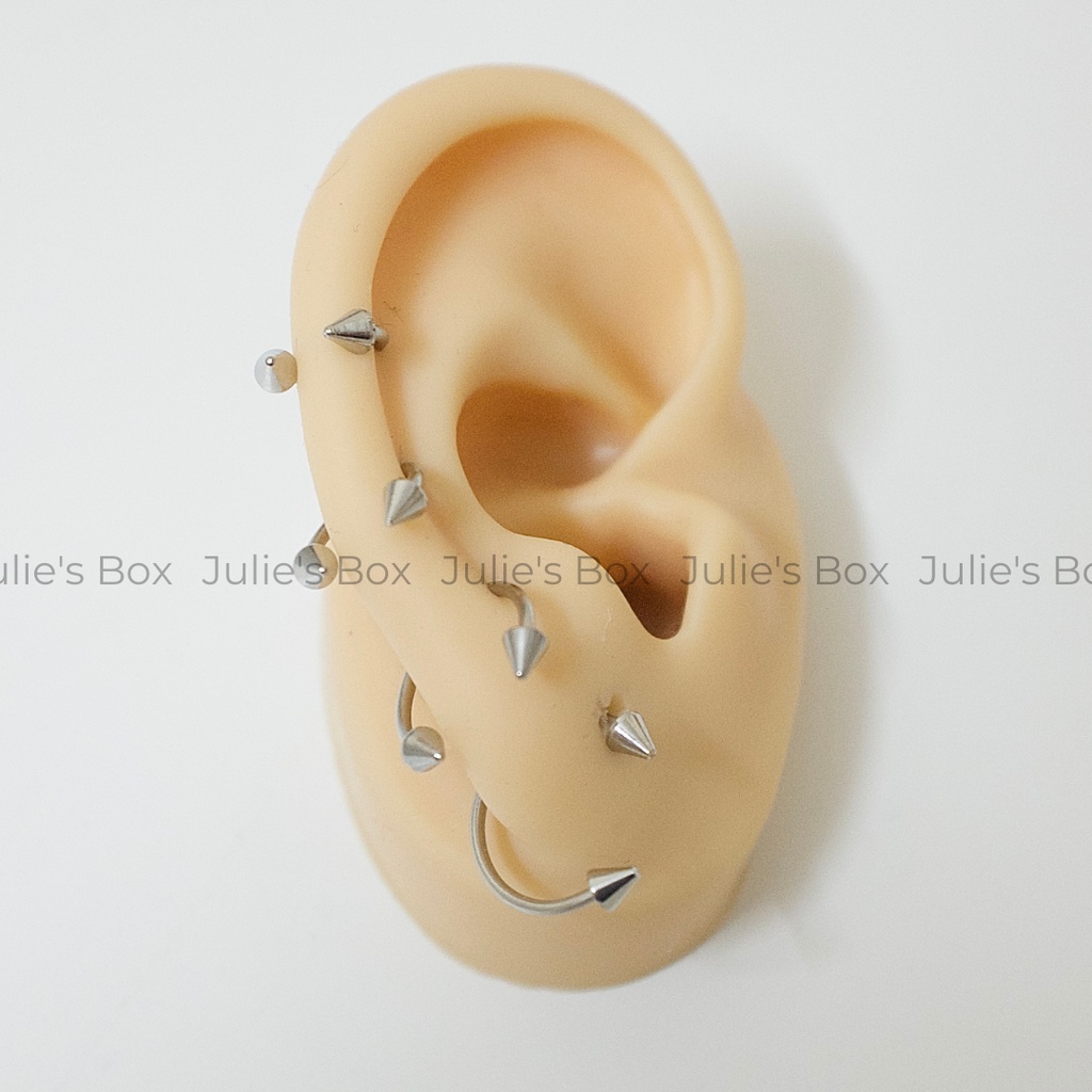 [1 Chiếc] Khuyên Tai Titan Unisex Chữ U Đầu Nhọn Màu Bạc Không Gỉ Sét Không Ngứa Bông Tai Julies Box 66