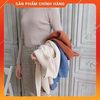 Áo len nữ dáng ôm body cổ thấp chất len gân