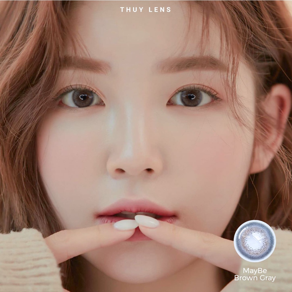 Kính áp tròng ZLENS cho mắt cận nâu xám độ cận từ 0 - 8 Maybe Brown Gray